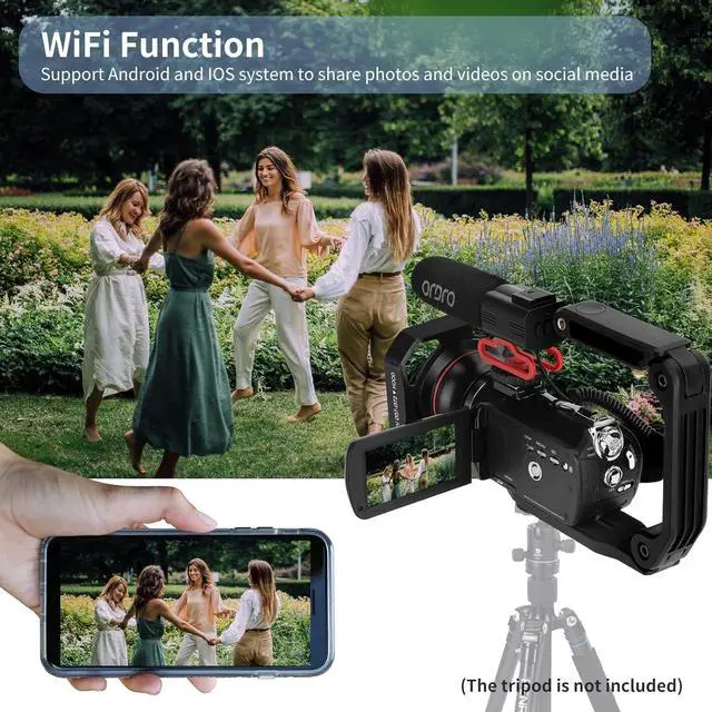 Alt view image 5 of 7 - 4K Video Camera Camcorder, AC5 4K Ultra HD Camcorder w/12x Optical Zoom 100x ligent Zoom for Vlogging, WiFi UHD Camcorder 3.1" IPS Touch Screen w/Mic Wide Angle Lens