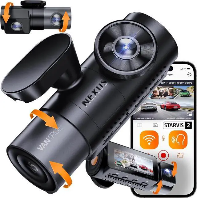 Main image of N5 4 Channel WiFi 360° All Sides Dash Cam, STARVIS 2 IR Night Vision, 2.7K+1080P*3 Front Rear Inside Dashcam, Voice Control, GPS, 24 Hours Buffered Parking Mode Dash Camera, Support 512GB Max