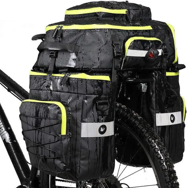 Main image of Bike Bag Bike Pannier Bag Set, for Bicycle Cargo Rack Saddle Bag Shoulder Bag Laptop Pannier Rack Bicycle Bag Professional Cycling Accessories 3 in 1-Green