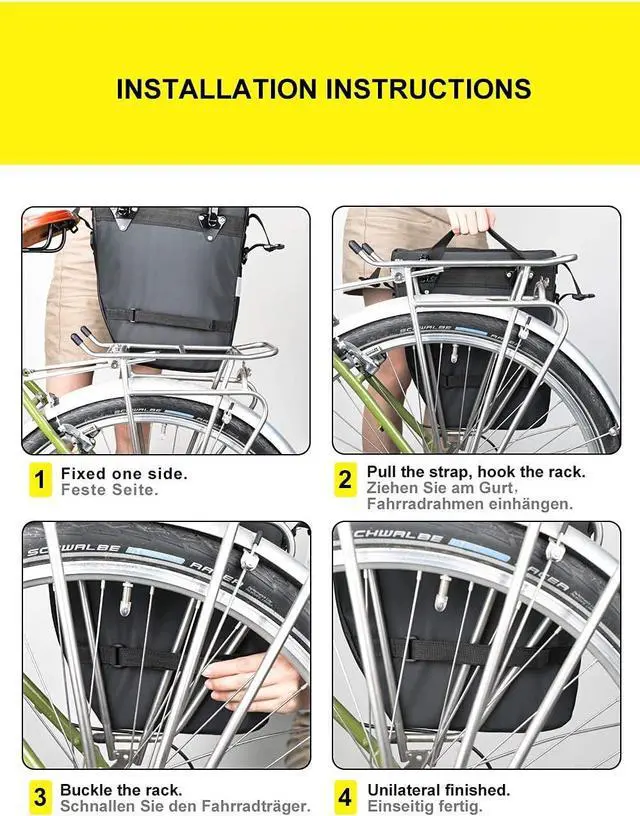 Alt view image 6 of 6 - Bike Bag Bike Pannier Bag Set, for Bicycle Cargo Rack Saddle Bag Shoulder Bag Laptop Pannier Rack Bicycle Bag Professional Cycling Accessories 3 in 1-Green