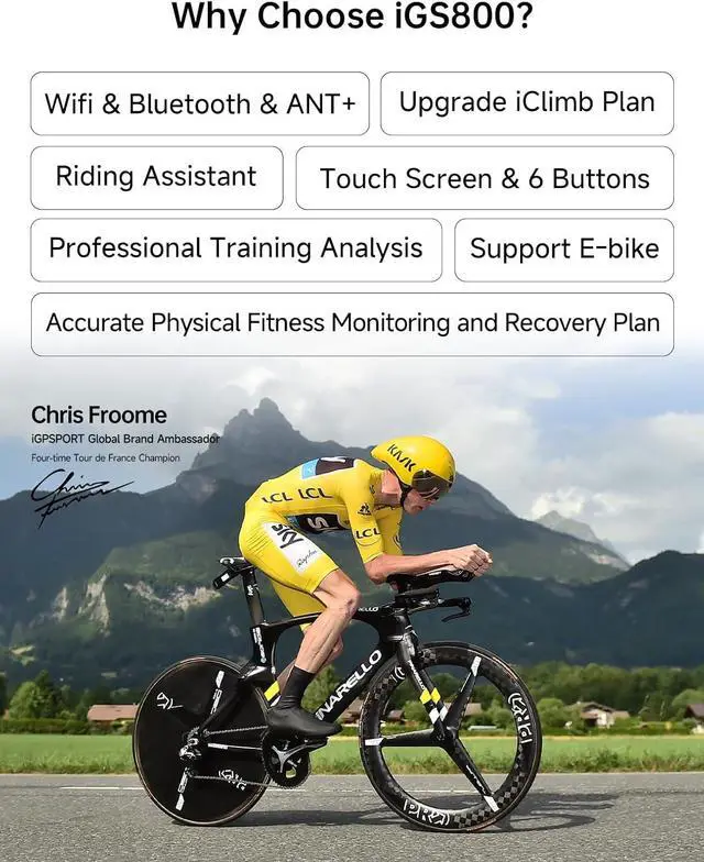 Alt view image 2 of 7 - iGS800 Bike Computer Touchscreen, 3.5'' Offline MAP Navigation WiFi Bluetooth ANT+ Smart GPS Cycling Computer 32GB IPX7 Waterproof