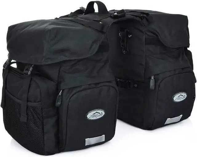 Main image of 50L Bike Panniers, Waterproof Bicycle Commuting Bag Saddle Bags with Rain Cover, Bike Rear Seat Bag Carrier with Reflective Trim, Cycling Organizer for Width Less Than 7 inches Rack (Black)