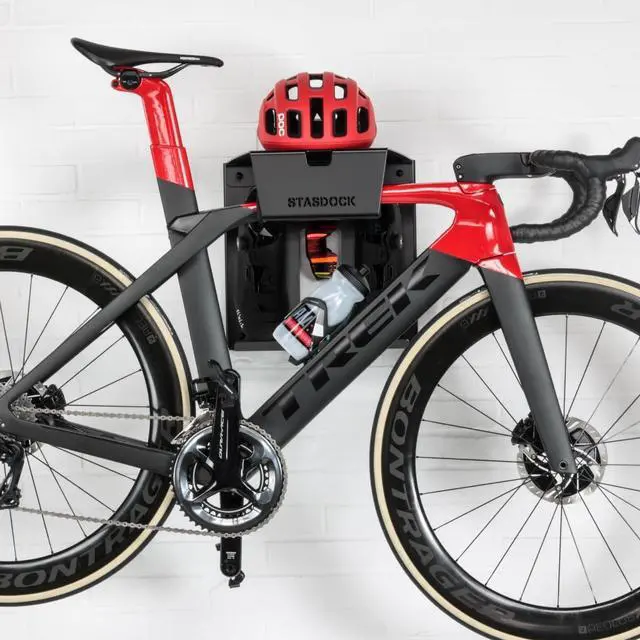 Alt view image 2 of 7 - Bike Storage Wall Mount System | For Race Bicycles (Happy Black) and Mountain Bikes | Bike Shelf | Indoor bike wall bracket | Store your helmet and shoes | Home and Garage