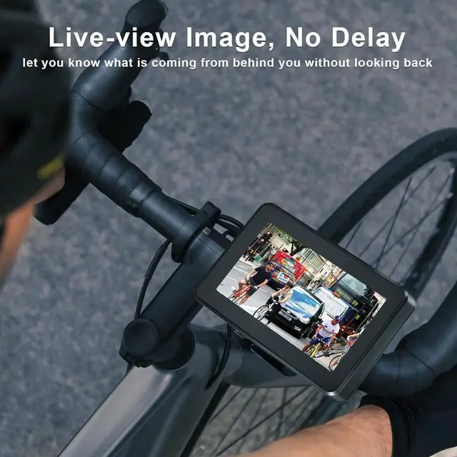 Alt view image 6 of 7 - PARKVISION Bike Rear View Mirror,1080P AHD Bicycle Rear View Camera with 4.3''Screen,360°Rotatable Bracket, 5000mAh Battery Bike Handlebar Mirror with 110°Appropriate Angle for Most Bikes