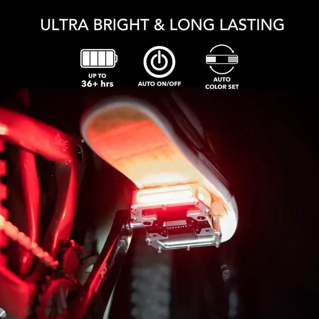 Alt view image 5 of 6 - ARCLIGHT PRO Flat Bicycle Pedals with LED Lights, Auto On-Off, 36+ hr Battery, USB Rechargeable, Weatherproof, Aluminum Bike Pedal 9/16in Steel Spindle and Traction Pins  Black -