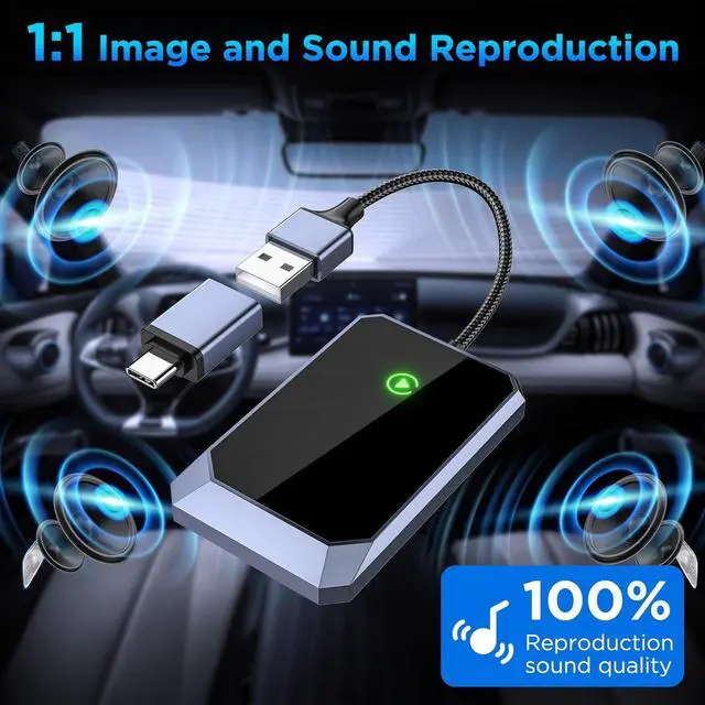Alt view image 6 of 6 - Wireless Carplay Adapter Converts Wired to Wireless carplay Adapter for iPhone Wireless Control Plug & Play Carplay for Cars from 2017 & for Apple iPhone iOS 10+
