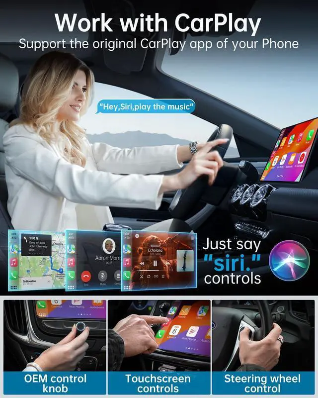 Alt view image 4 of 7 - Wireless Carplay Adapter, Converts Wired to Wireless Carplay Dongle for Wireless Control Plug & Play Carplay Fit for Cars from 2017 & for  iPhone iOS 10+