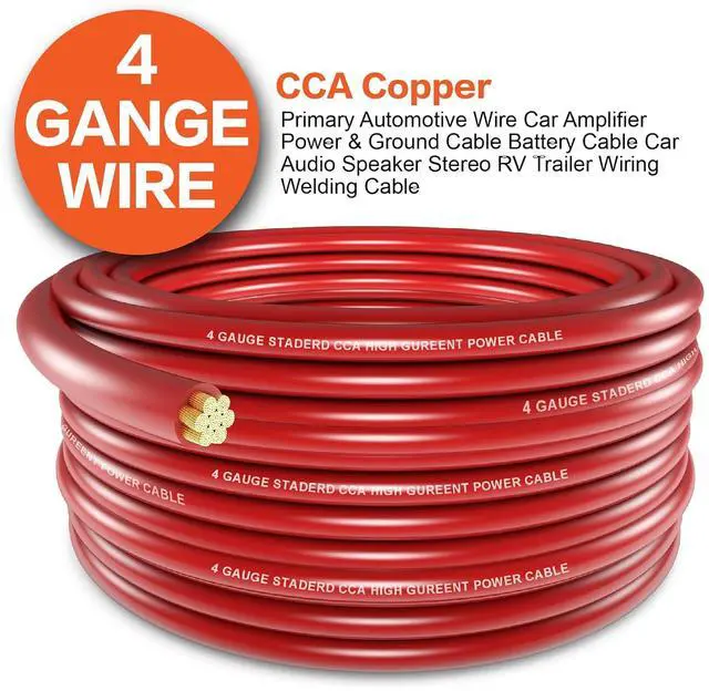 Alt view image 2 of 7 - 4 Gauge Wire (25ft Each - Red/Black) Copper Clad Aluminum CCA - Primary Automotive Wire,Battery Power/Ground Cable, 20PCS Lugs Terminal Connectors,20PCS 3:1 Heat Shrink Tubing with 100A ANL Fuse