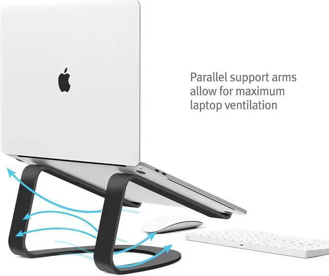 Alt view image 2 of 6 - Twelve South Curve, Cooling Laptop Stand for MacBooks & Laptops,Matte Black | Elegant Desktop Stand, for MackBook & Laptops Including Neo, Lifts Screen and Camera for Better Ergonomics and Video Calls