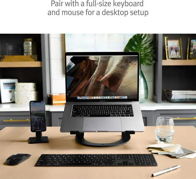 Alt view image 5 of 6 - Twelve South Curve, Cooling Laptop Stand for MacBooks & Laptops,Matte Black | Elegant Desktop Stand, for MackBook & Laptops Including Neo, Lifts Screen and Camera for Better Ergonomics and Video Calls