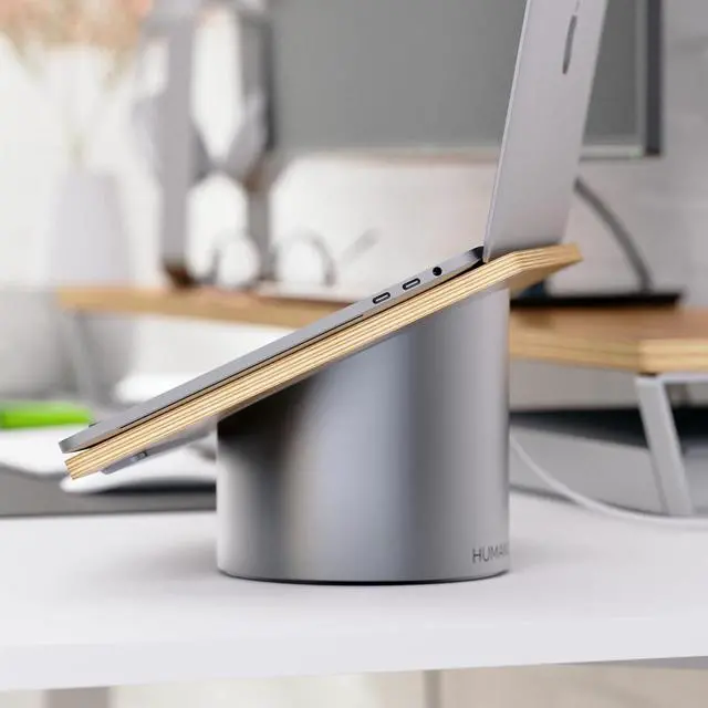 Alt view image 3 of 7 - HumanCentric Portable Electronic Device Stand - Black Walnut Wood Laptop Stand, Ergonomic Computer Stand for Laptop, Compatible with MacBook Stand up to 16 inches