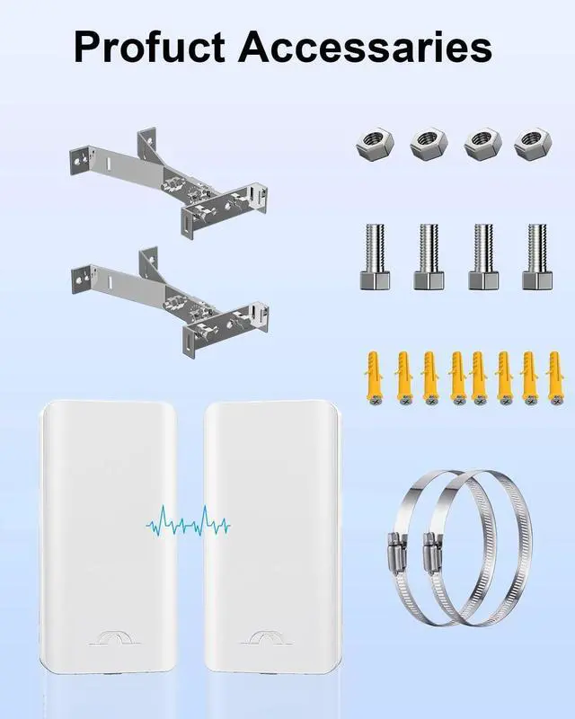 Alt view image 2 of 7 - 5.8GHz Point to Point Outdoor Wireless Bridge with 2 100 Mbps Ports and Bracket Mounts, Wifi Bridge, Ethernet Bridge, Starlink WiFi Extender, 12 dBi Antenna, 2KM Transmission for Starlink Gen 3 Router