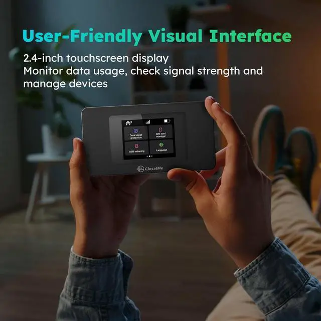 Alt view image 5 of 7 - GlocalMe DuoTurbo 4G LTE Portable WiFi Hotspot for Travel in 200+ Countries, Mobile Hotspot Device with Global 1.1GB Data 30Days, SIMFREE and Dual Modem, 10 Devices Connected(Black)