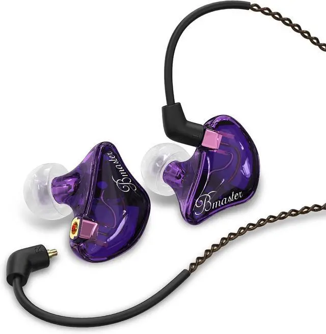 Main image of BASN Triple Driver in Ear Monitors Bmaster in-Ear Headphones with Silver-Plated MMCX Cable Ideal Earphones for Musicians Sound Engineers and DJs (Violet)