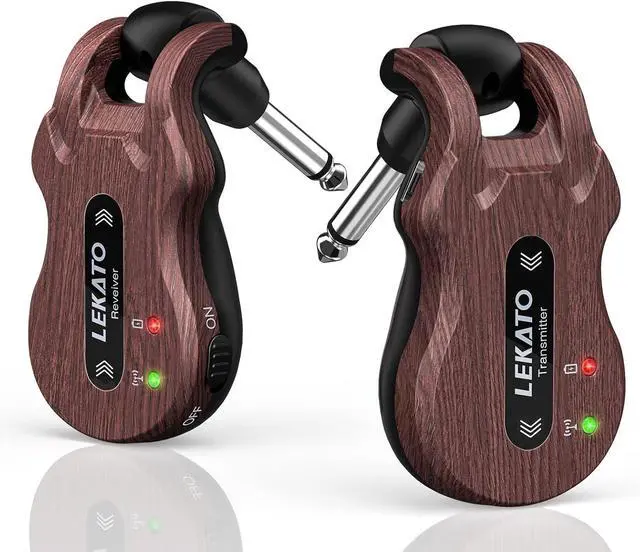 Main image of LEKATO 5.8GHz Wireless Guitar System, 24-Bit Audio Transmitter and Receiver for Live Stage and Studio Practice, 220° Rotatable Plug Fits Electric Bass, Grain