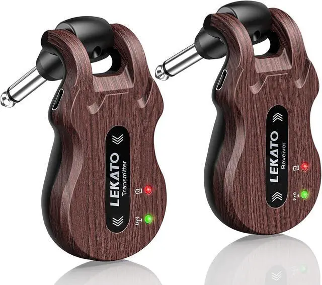 Alt view image 6 of 6 - LEKATO 5.8GHz Wireless Guitar System, 24-Bit Audio Transmitter and Receiver for Live Stage and Studio Practice, 220° Rotatable Plug Fits Electric Bass, Grain