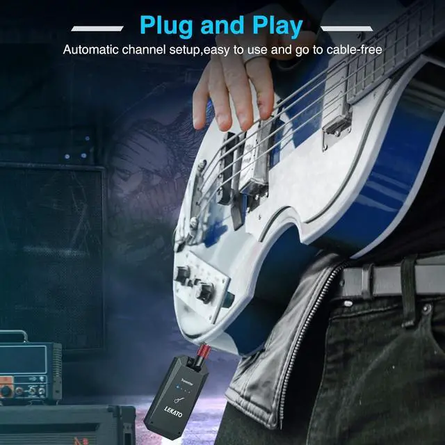 Alt view image 6 of 7 - LEKATO 5.8G Wireless Guitar System Upgraded Rechargeable Wireless Guitar Transmitter Receiver, Super Long 8 Hours Battery Life, 4 Channels Guitar Wireless System for Electric Guitar Bass(WS-90)