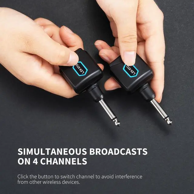 Alt view image 6 of 7 - Wireless Guitar Transmitter Receiver 5.8GHz Upgraded with Charging Box Guitar Wireless System High Fidelity Sound 4 Channels Audio System for Electric Guitar Bass