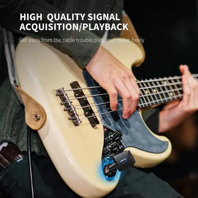 Alt view image 7 of 7 - Wireless Guitar Transmitter Receiver 5.8GHz Upgraded with Charging Box Guitar Wireless System High Fidelity Sound 4 Channels Audio System for Electric Guitar Bass
