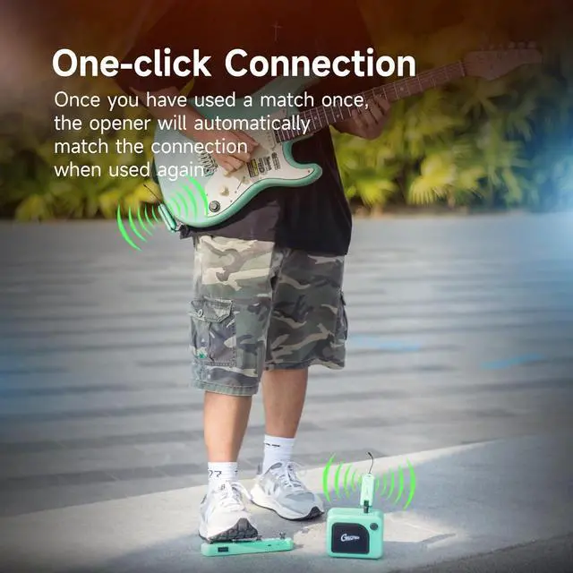 Alt view image 3 of 7 - Wireless Guitar System UHF Guitar Transmitter Receiver Rechargeable for Electric Guitars Bass Electric Music Instruments (GREEN)