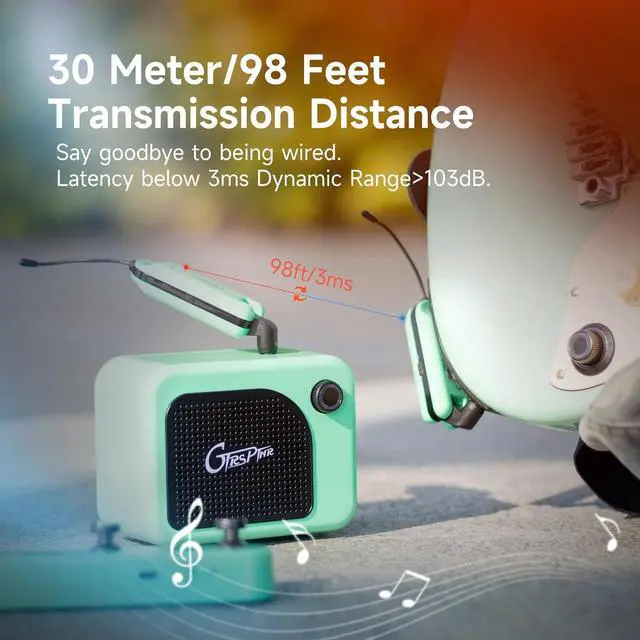 Alt view image 5 of 7 - Wireless Guitar System UHF Guitar Transmitter Receiver Rechargeable for Electric Guitars Bass Electric Music Instruments (GREEN)