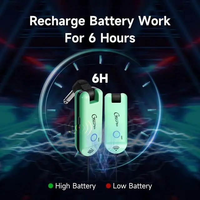 Alt view image 6 of 7 - Wireless Guitar System UHF Guitar Transmitter Receiver Rechargeable for Electric Guitars Bass Electric Music Instruments (GREEN)