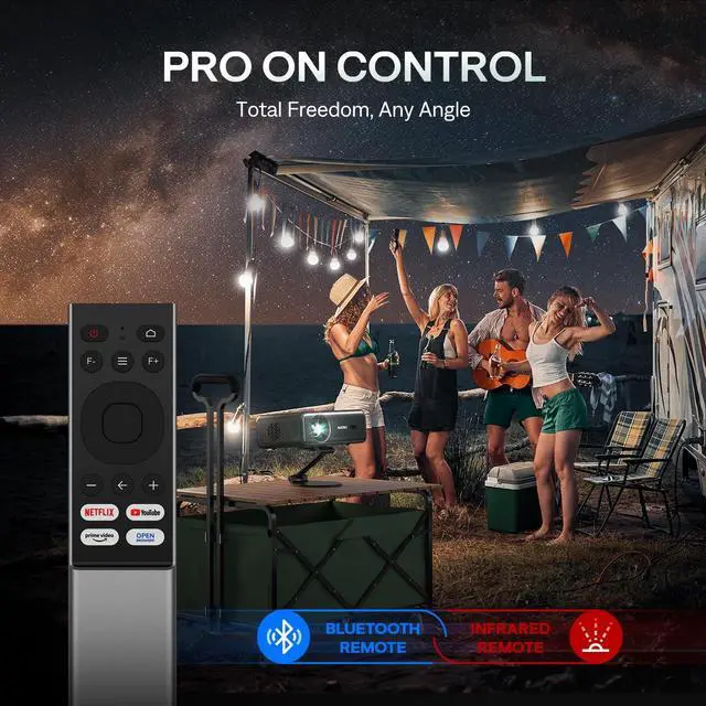 Alt view image 6 of 7 - EAZZE D1 Pro Smart Projector with WiFi and Bluetooth, Netflix Official, 20W Speakers, Dolby Audio & dbx-tv Total Sonics, Auto Focus & Keystone, Native 1080P Portable Outdoor Movie Projector