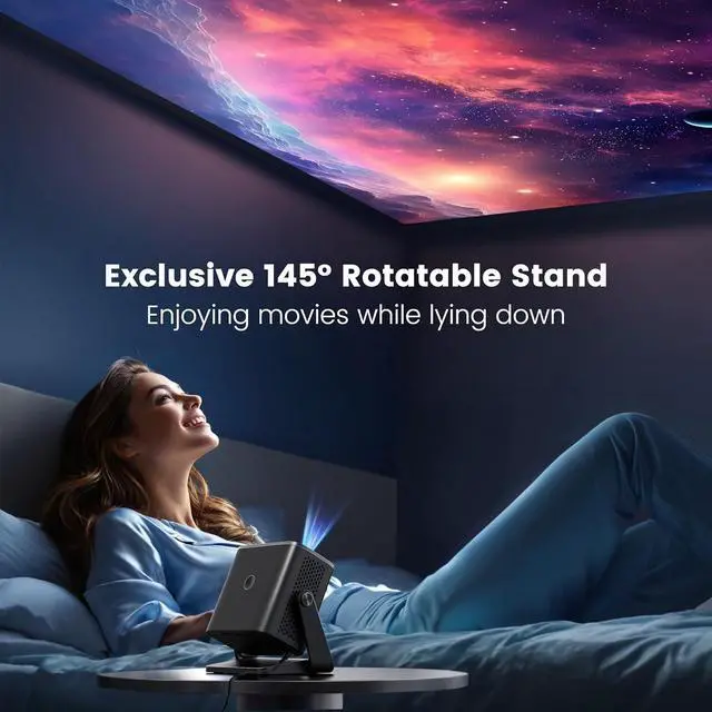 Alt view image 4 of 7 - Mini Projector,Projector with WiFi and Bluetooth,PUTRIMS 1080P Support Portable Projector 145° Rotatable Electric Focus & Auto Keystone outdoor projector Compatible with HDMI/USB/Smartphone/PC/Laptop