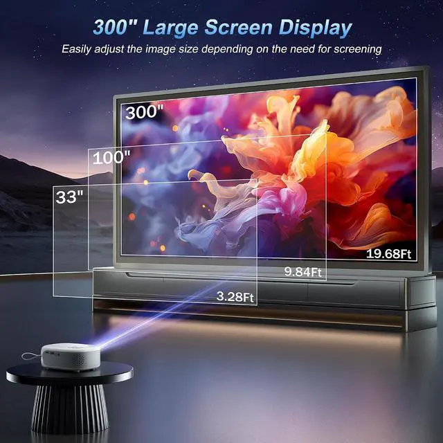 Alt view image 6 of 7 - 15000 Lumens Outdoor Movie Projector - Native 1080P HD Portable Projector with WiFi 6/Bluetooth 5.2, Compatible with iPhone, Android, Fire Stick, PS5, Xbox(USB-C Cable) ±15° Keystone (White)