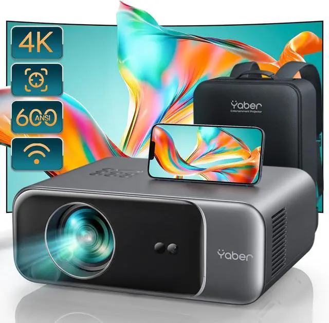 Main image of [Auto Focus/4K Support] Projector with WiFi 6 and Bluetooth 5.2, YABER Pro V9 600 ANSI Native 1080P Outdoor Movie Projector, Auto 6D Keystone & 50% Zoom, Home Theater Projector for Phone/TV Stick/PC