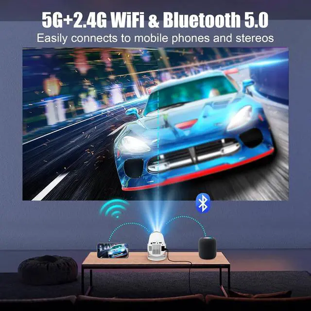 Alt view image 2 of 7 - Maypug Short Throw Projector 1200ANSI 3 Year Protection