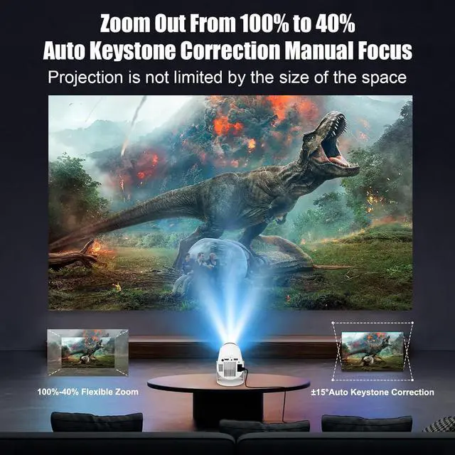 Alt view image 5 of 7 - Maypug Short Throw Projector 1200ANSI 3 Year Protection