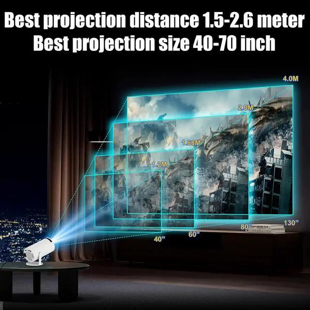 Alt view image 4 of 7 - Maypug Short Throw Projector 1200ANSI 3 Year Protection