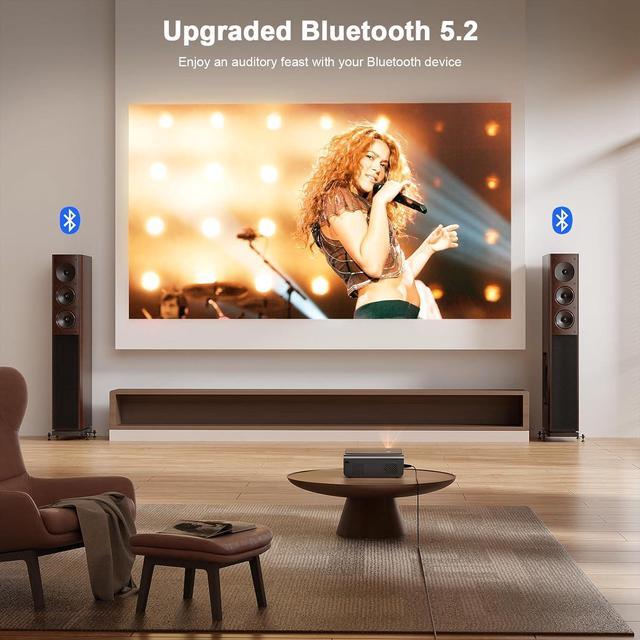 Alt view image 6 of 7 - [Built-in Apps & Auto Focus/Keystone] Smart Projector with WiFi and Bluetooth,  700ANSI Native 1080P Outdoor Projector, 50% Zoom Home Theater Movie Projector for Bedroom/iOS/Android/PPT