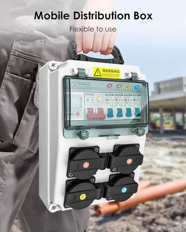 Alt view image 3 of 6 - Power Distribution Box, 110V 80A Electrical Box with NEMA 5-20 Socket, Wall Mount Power Outlet Panel with Multifunctional Electricity Meter for RV Camper Travel and Construction Sites