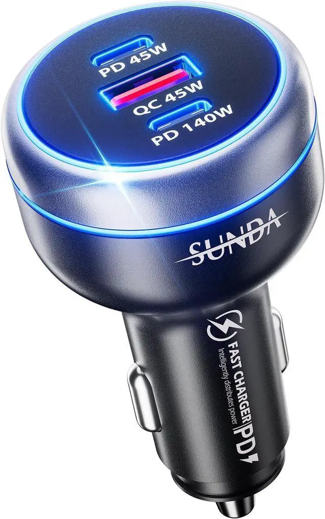 Main image of 230W USB C Fast Car Charger 3-Ports Mutiple Car Charger Adapter Fast Charging PD140W/PPS63W/QC45W Compatible with iPhone16/15/14/MacBook/iPad/Laptop/S24 Cigarette Lighter USB Charger