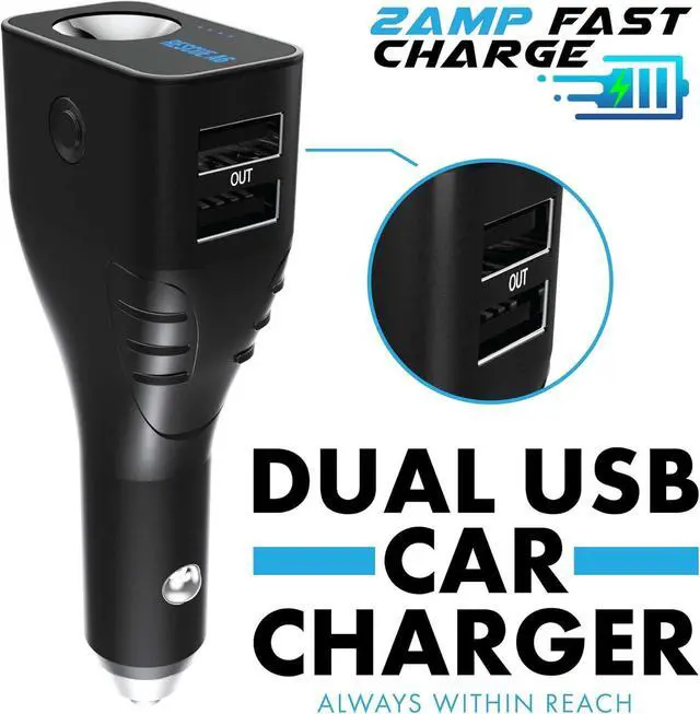 Alt view image 5 of 7 - Seatbelt Cutter & Glass Breaker - 6 in 1 Car Safety Tool Phone Charger Hammer for Window Emergency Flashlight Portable Power Bank Rescue A6 Escape Device (Ver 2.0) (3 Pack)