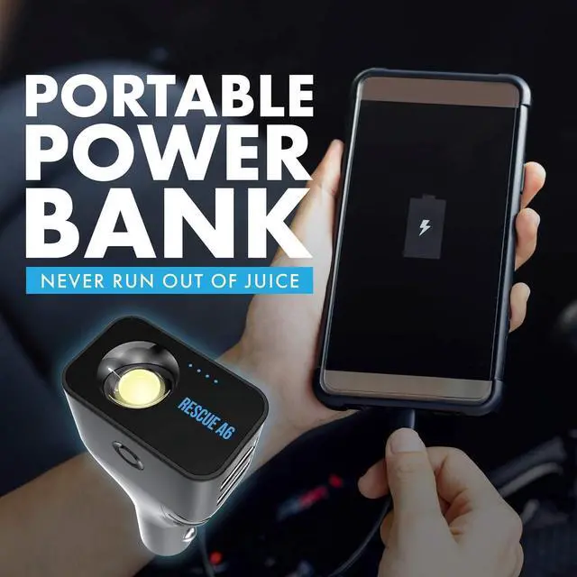 Alt view image 6 of 7 - Seatbelt Cutter & Glass Breaker - 6 in 1 Car Safety Tool Phone Charger Hammer for Window Emergency Flashlight Portable Power Bank Rescue A6 Escape Device (Ver 2.0) (3 Pack)