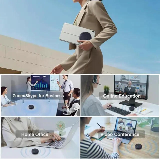 Alt view image 6 of 7 - Conference Speaker and Microphone, 10 AI Mics 360° Voice Pick Up & Noise Reduction, USB Speakerphone for 10-15 People Conference Room, Compatible with Multi-Leading Platforms, Zoom, MS Team
