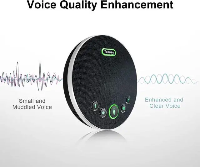 Alt view image 5 of 7 - Conference Speaker with Microphone, Bluetooth/Wireless/USB omnidirectional Speakerphone Noise Cancelling Call 360° Pickup for Zoom MicroTeams OBS 10~12 People Online Meeting by DT