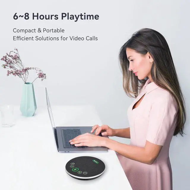 Alt view image 6 of 7 - Conference Speaker with Microphone, Bluetooth/Wireless/USB omnidirectional Speakerphone Noise Cancelling Call 360° Pickup for Zoom MicroTeams OBS 10~12 People Online Meeting by DT