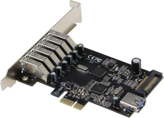 Alt view image 2 of 4 - Sedna - PCIE 7 Port USB 3.1 Gen I (5Gbps) Adapter Card (6 External and 1 Internal Ports) with Low Profile Bracket