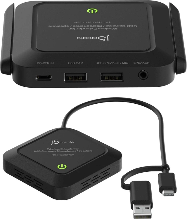 Alt view image 2 of 7 - j5create Wireless Extender for USB Webcam/Microphones/Speakers, Works with Windows and Mac, Not for TV and USB Mouse/Keyboard (JVW120)