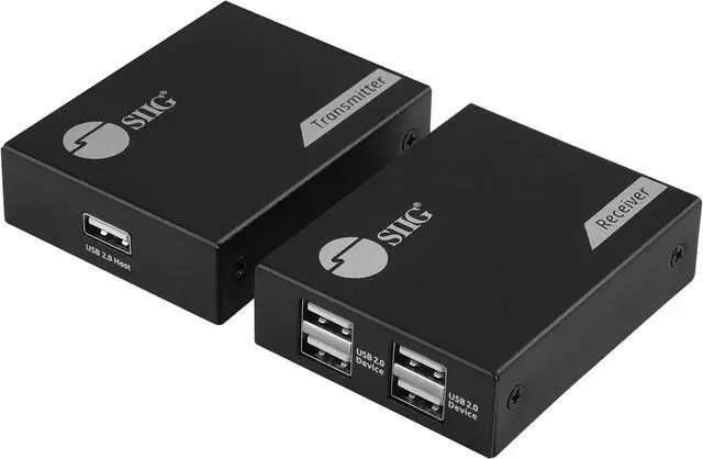 Main image of SIIG 4-Port USB 2.0 Extender 492ft Over Cat6/ 7 Cable, Cat5e Cable up to 330ft, Plug and Play, High Speed Transfer, for PC, Surveillance, Video Conference, Gaming (JU-EX0411-S1)