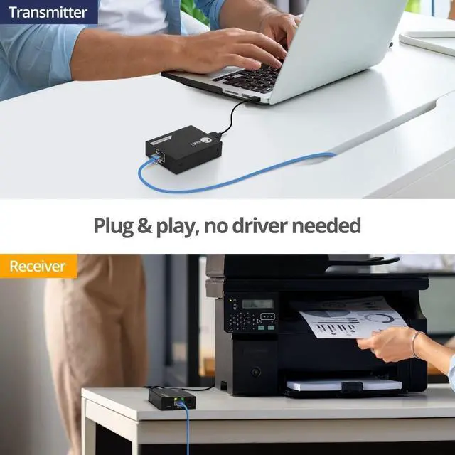 Alt view image 7 of 7 - SIIG 4-Port USB 2.0 Extender 492ft Over Cat6/ 7 Cable, Cat5e Cable up to 330ft, Plug and Play, High Speed Transfer, for PC, Surveillance, Video Conference, Gaming (JU-EX0411-S1)