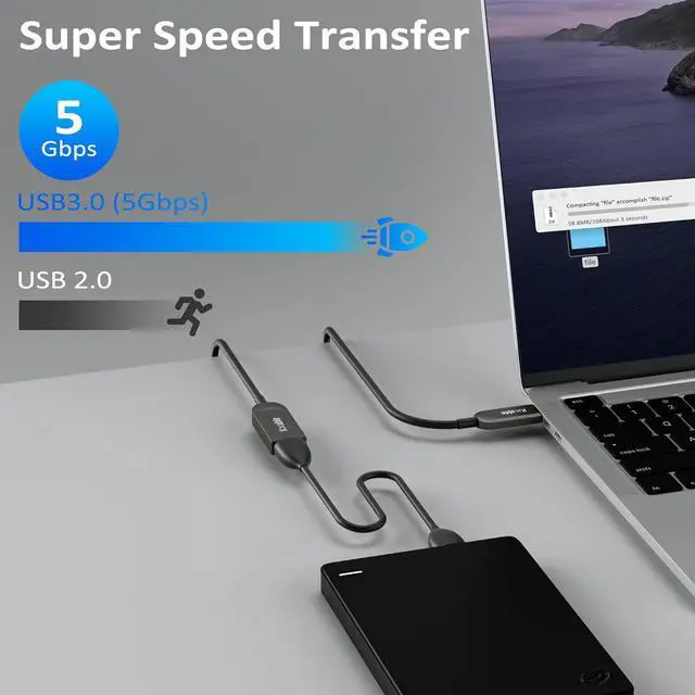 Alt view image 3 of 6 - USB 3.0 Extension Cable 50 Feet, USB Active Fiber Optical Male to Female Extender Cord, High Speed 5Gbps Data Transfer, Support USB 3.0 & USB 2.0, for Webcam, USB Hub, VR, Hard Drive, Printer