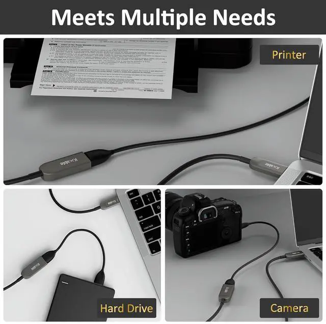 Alt view image 5 of 6 - USB 3.0 Extension Cable 50 Feet, USB Active Fiber Optical Male to Female Extender Cord, High Speed 5Gbps Data Transfer, Support USB 3.0 & USB 2.0, for Webcam, USB Hub, VR, Hard Drive, Printer