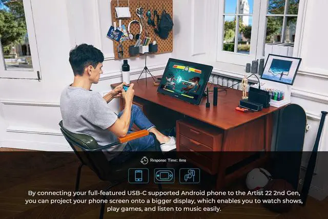 Alt view image 6 of 7 - Drawing Tablet with Screen XPPen Artist 22 2nd Computer Graphics Tablet 122% sRGB with 8192 Levels Tilt Function Battery-Free Stylus, 21.5inch Pen Display Compatible with Windows, Mac, Linux
