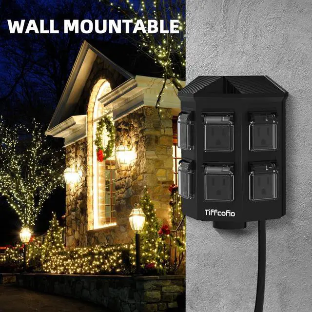 Alt view image 7 of 7 - Outdoor Power Strip Weatherproof, 50 FT Extension Cord with Power Stake, 6 Grounded Outlets for Outdoor Lights, 15A/1875W, ETL Listed