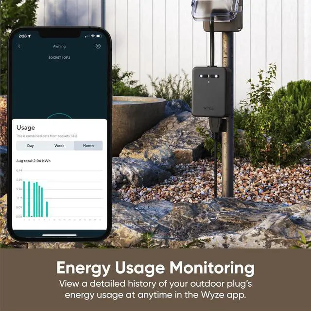 Alt view image 4 of 7 - Wyze Plug Outdoor, Dual Outlets Energy Monitoring, IP64, 2.4GHz WiFi Smart Plug, Works with Alexa, Google Assistant, IFTTT, No Hub Required, Black